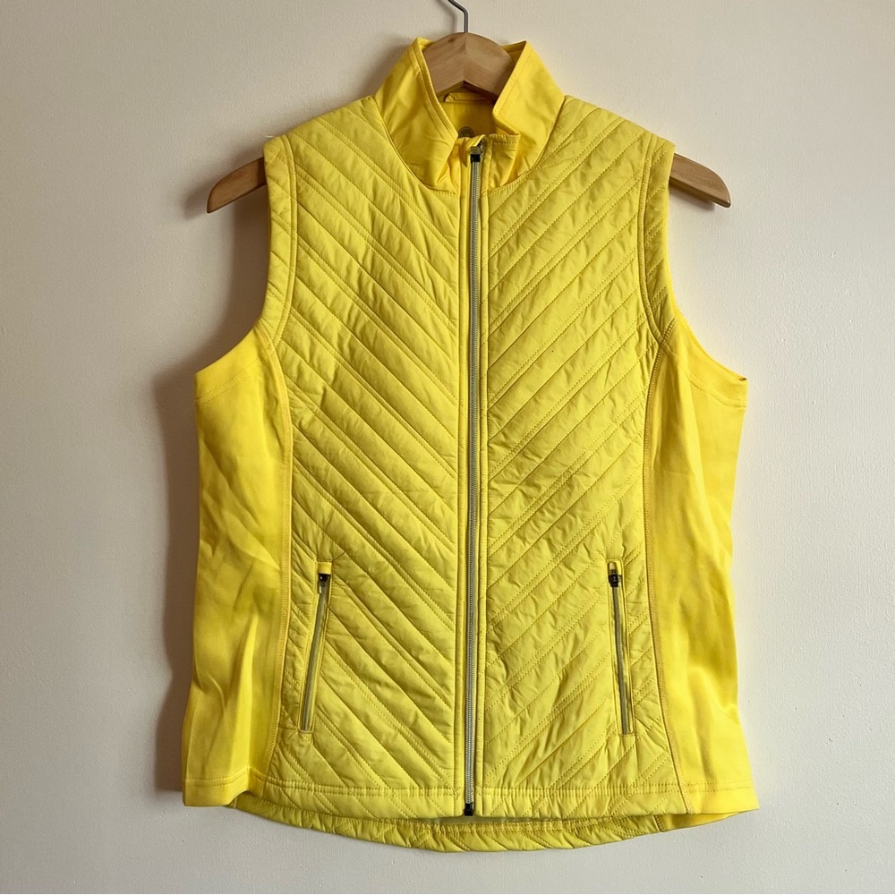 Levelwear Yellow Quilted Zip Vest Women’s Medium Athleisure Puffer Gorpcore